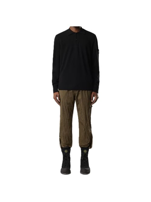 Maglione polo vestibilità loose con finta con bottoni nero Stone Island | L2S15 5100018 S00B4V0029 BLACK
